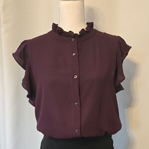 Calvin Klein Deep Purple Ruffle Blouse